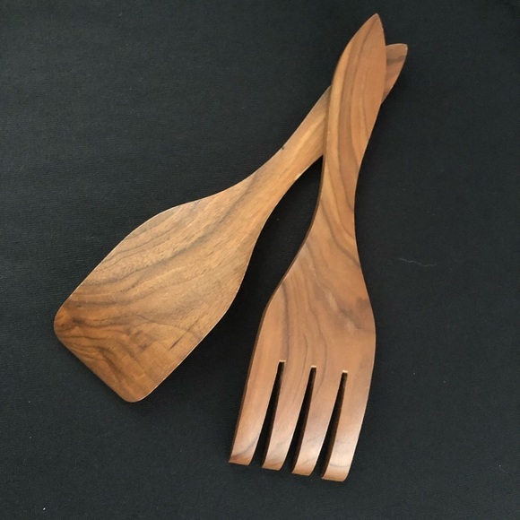 Wooden Salad Fork and Spoon Set - Picture 5 of 7